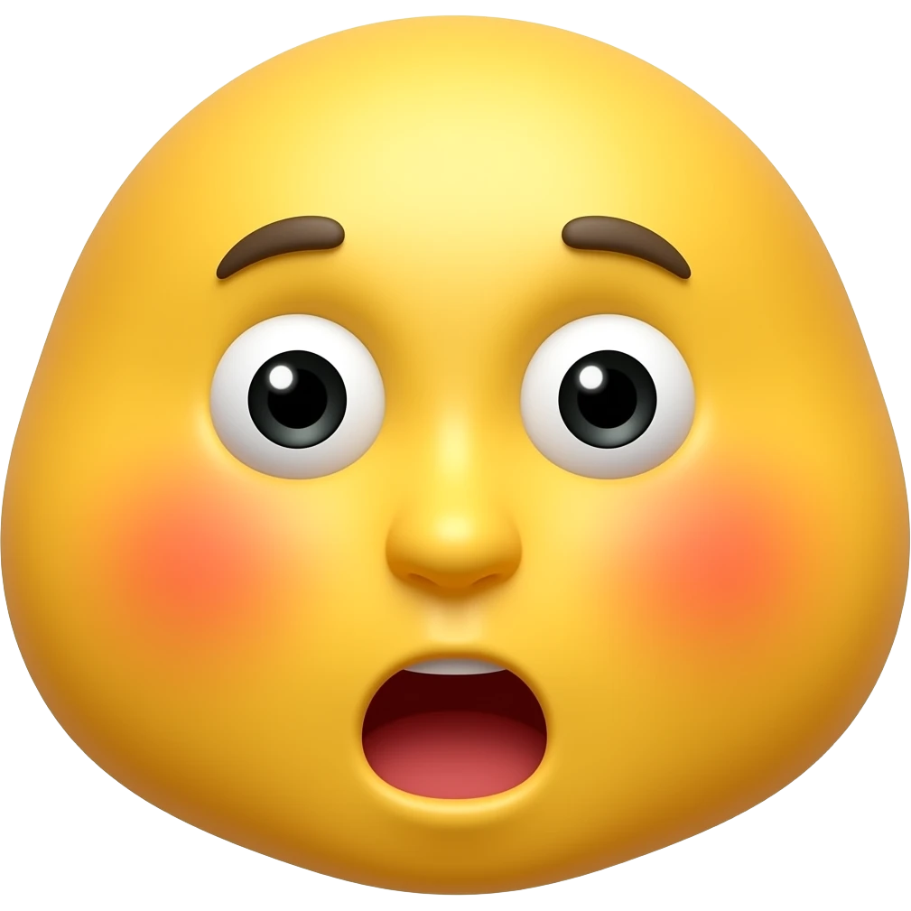 노란얼굴의 놀란 동공 붉은색 홍조를 하고 있는 이모티콘 emoji