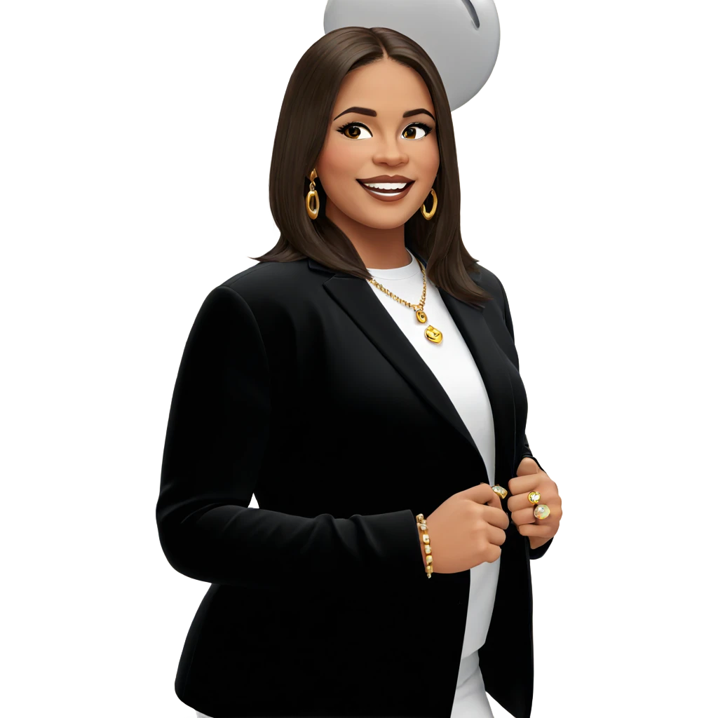 smiling girl with jewelry emoji