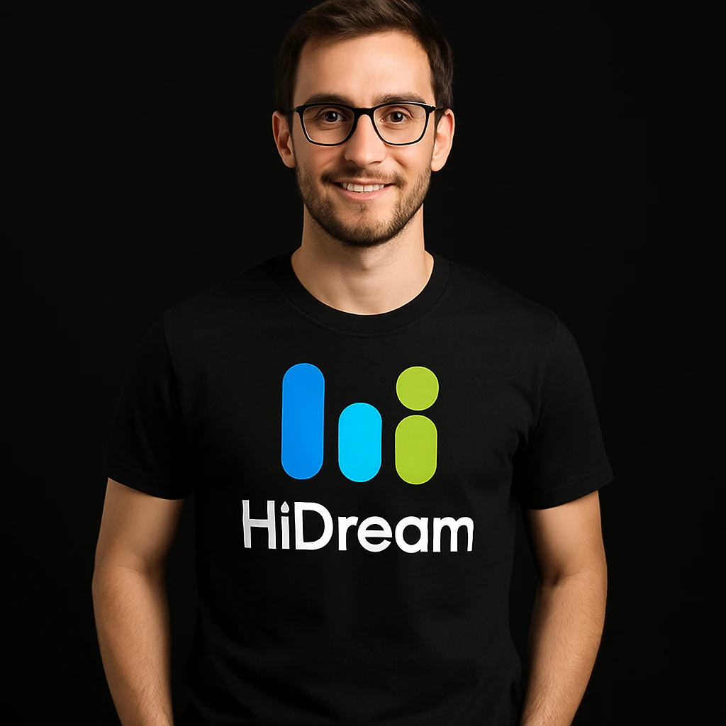man wearing tshirt with this logo, black background  emoji
