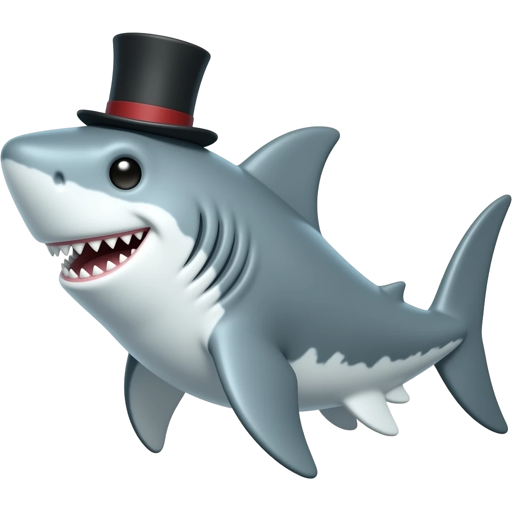 Shark with a top hat emoji