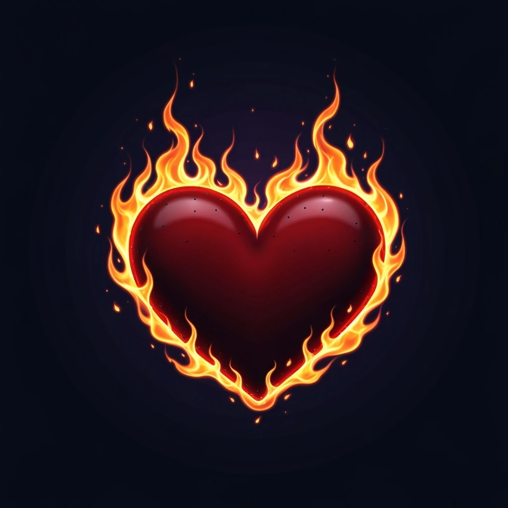 cute emo heart with flames emoji