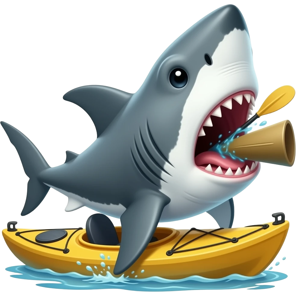 a shark biting a kayak emoji