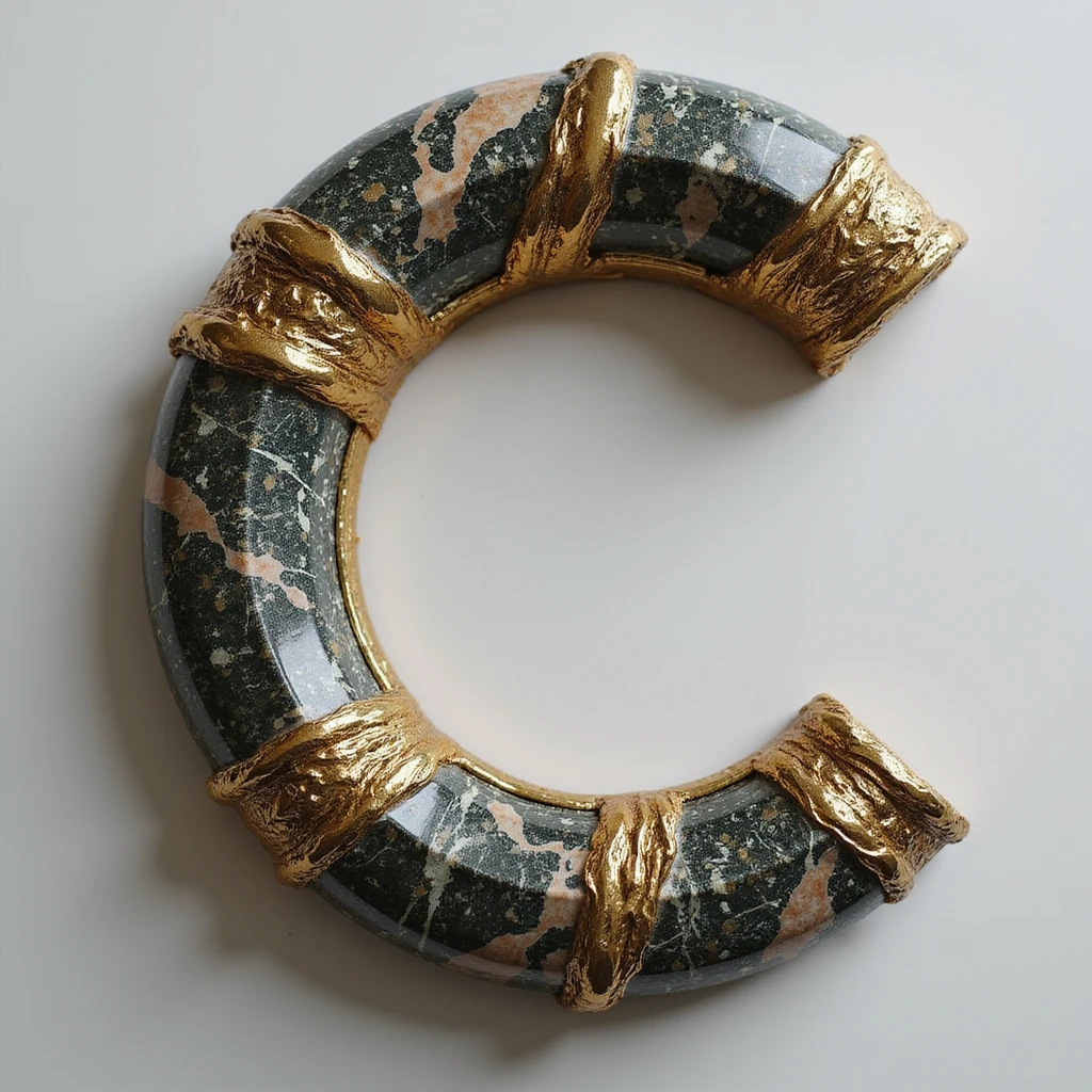 realistic letter C styled as an ancient Greek god, referencing Olympus, with marble texture and gold accents, evoking the power of Chronos, no other elements, just the letter C emoji