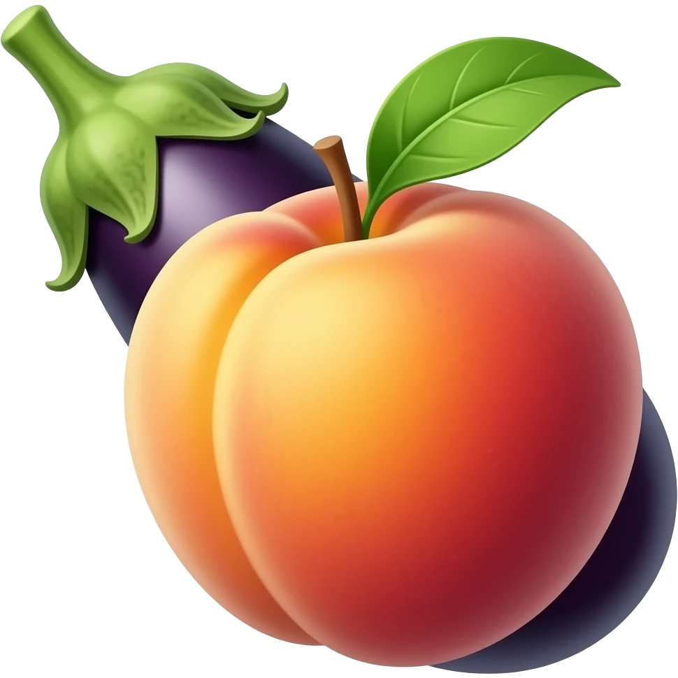 make the tip of the eggplant touch the ridge of the peach emoji