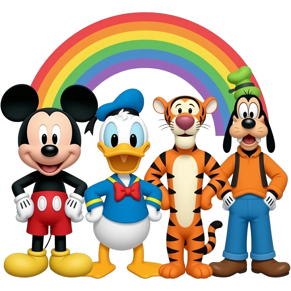 Rainbow pride Mickey Mouse & Donald Duck & tigger & goofy emoji