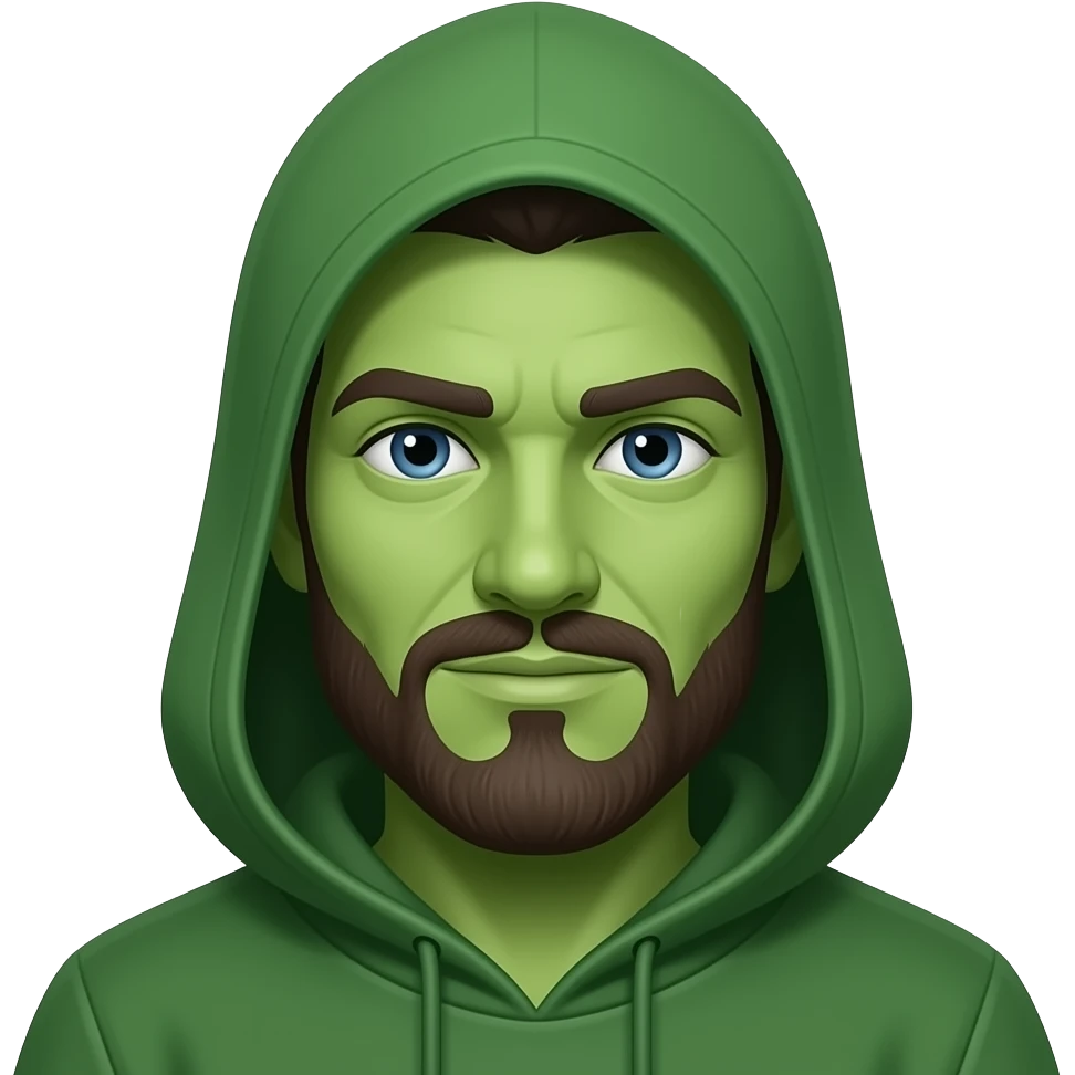 A man With Green skin and green hood emoji