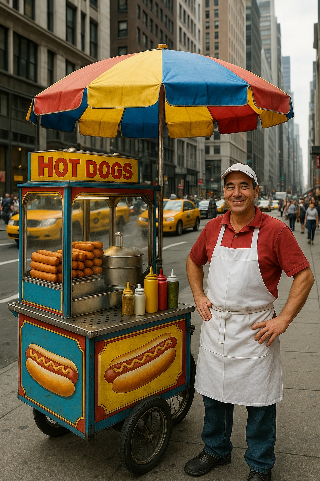 hotdog seller in New York with cart emoji