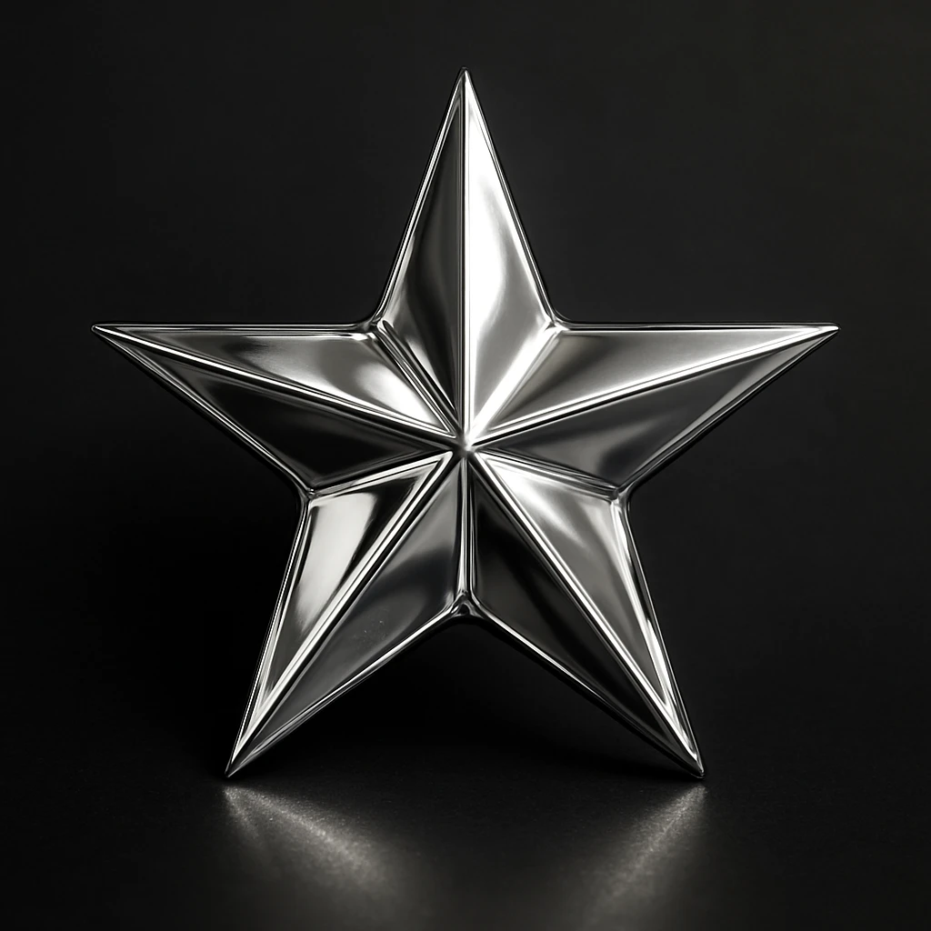 star with a metallic silver finish, glamorous and stylish emoji