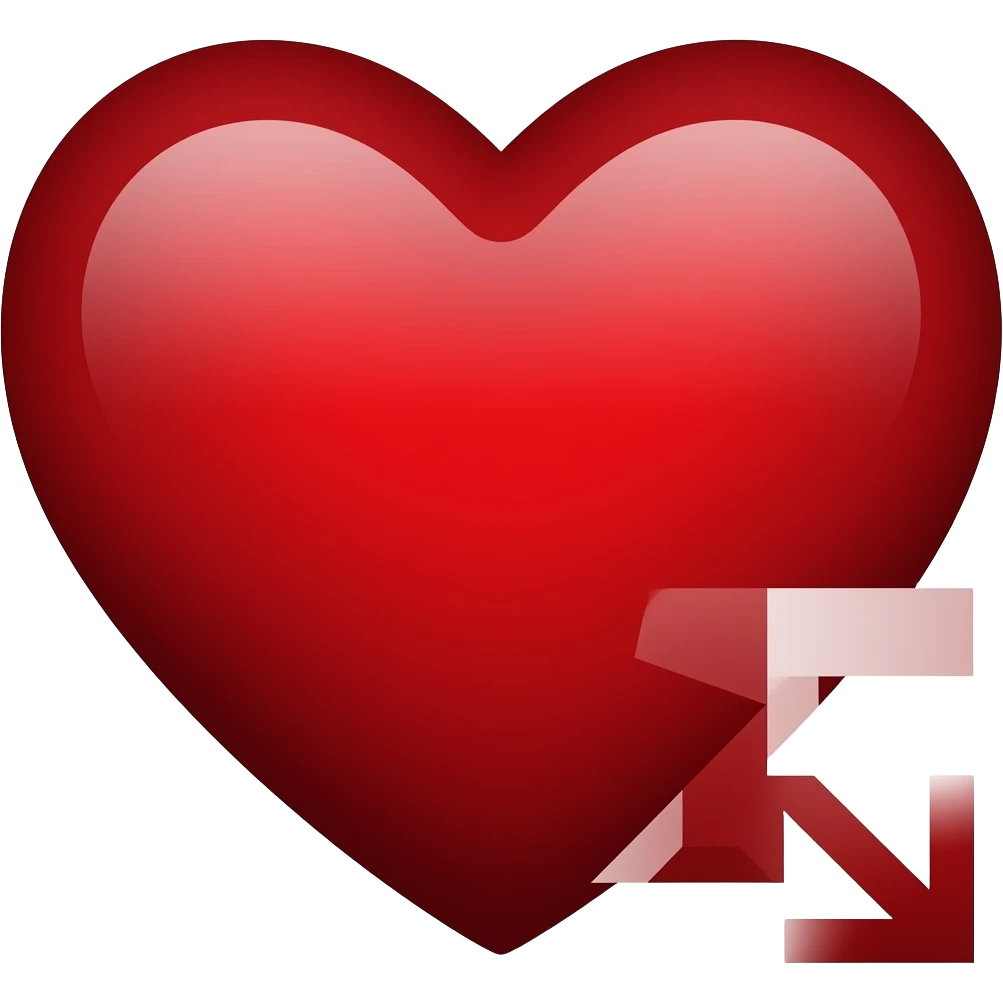 dark shineless blood red heart gaming icon with turned 15 degrees to right emoji