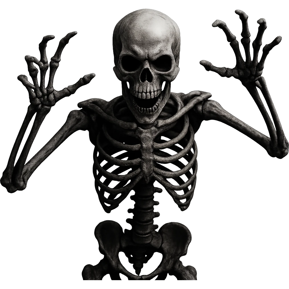 Halloween skeleton, make scary position, remove background   emoji