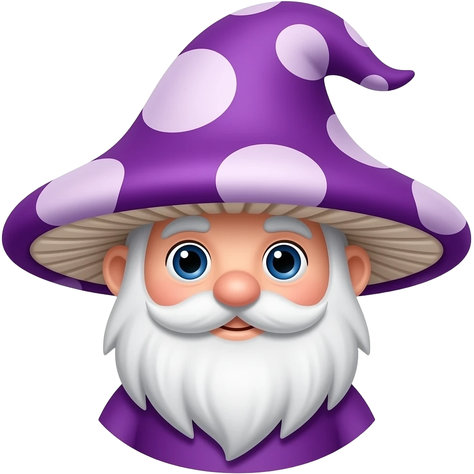 A purple gnome wizard with a mushroom hat emoji