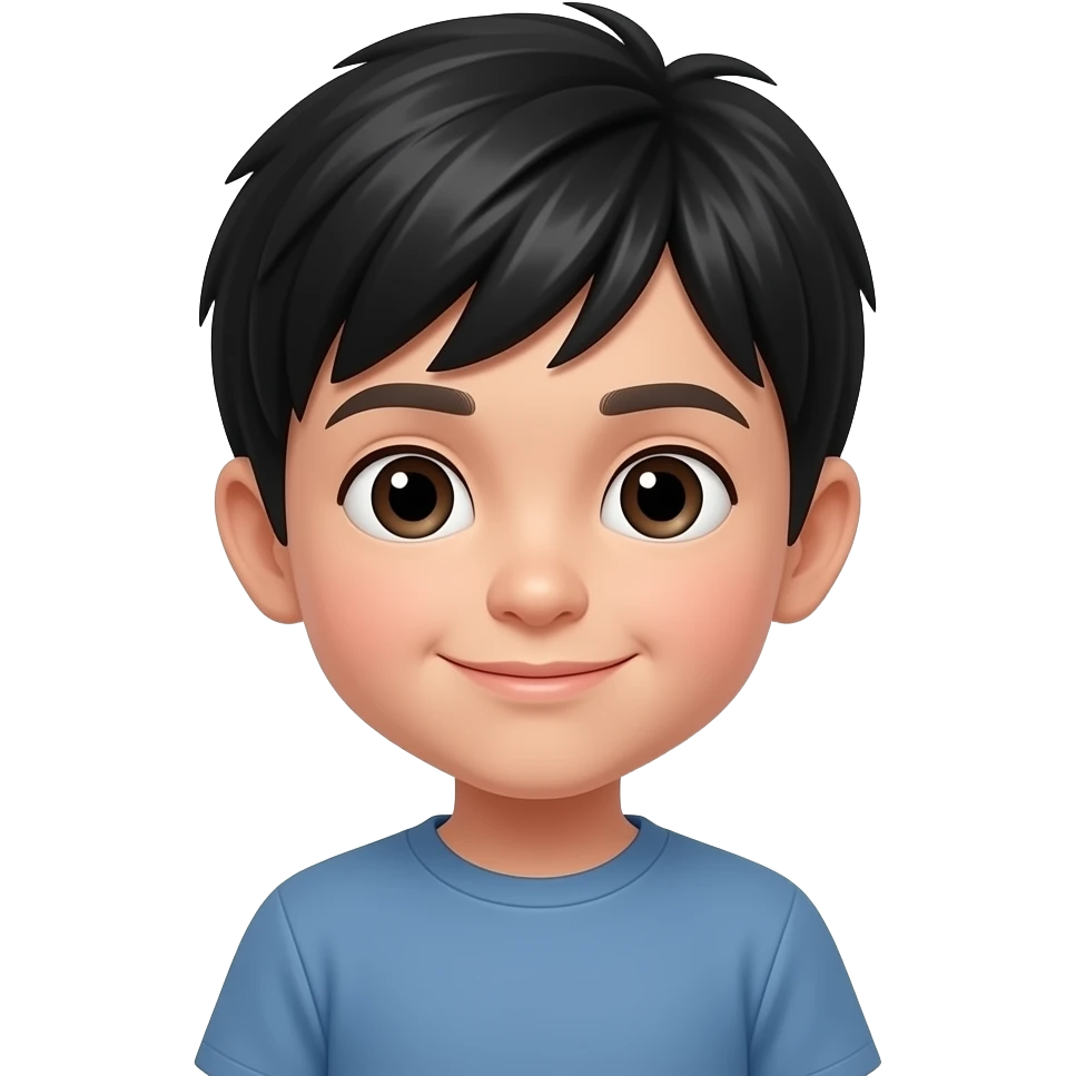 Niño pequeño pelo liso negro emoji