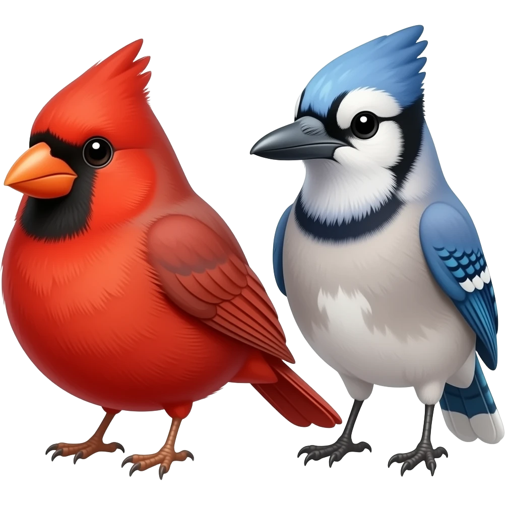 Fat cardinal with blue jay emoji