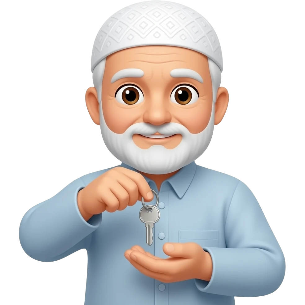 у пожилгого мужчины мусульманина забирают ключи emoji