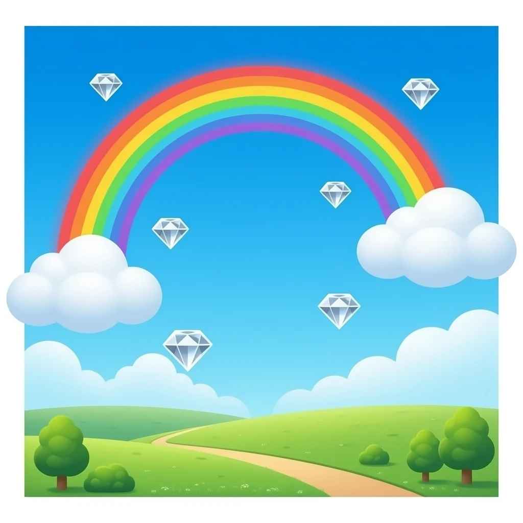 Quiero un arcoiris juntos y en vez de las nubes unos diamantes emoji