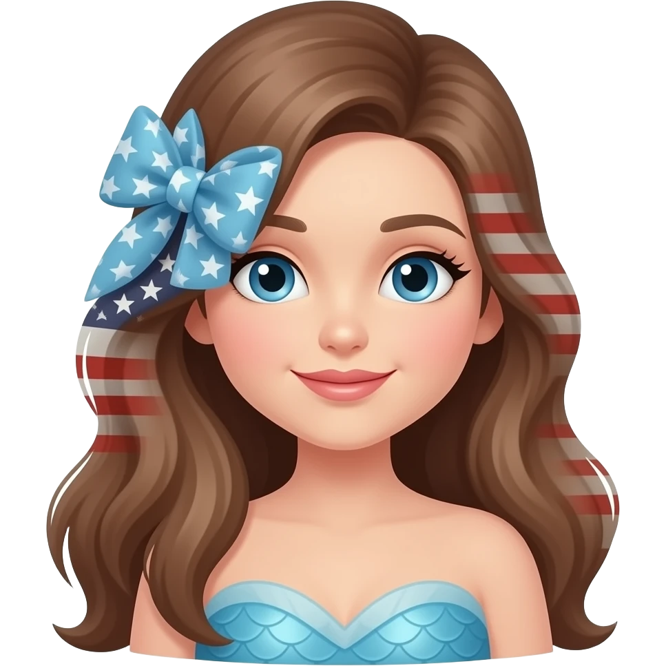 American flag brown hair mermaid brown hair emoji