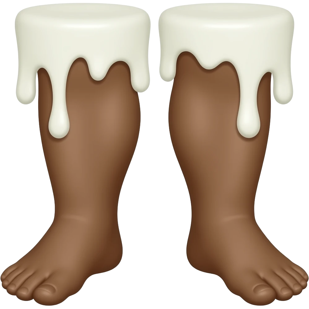 Dripping white juice between brown leg emoji