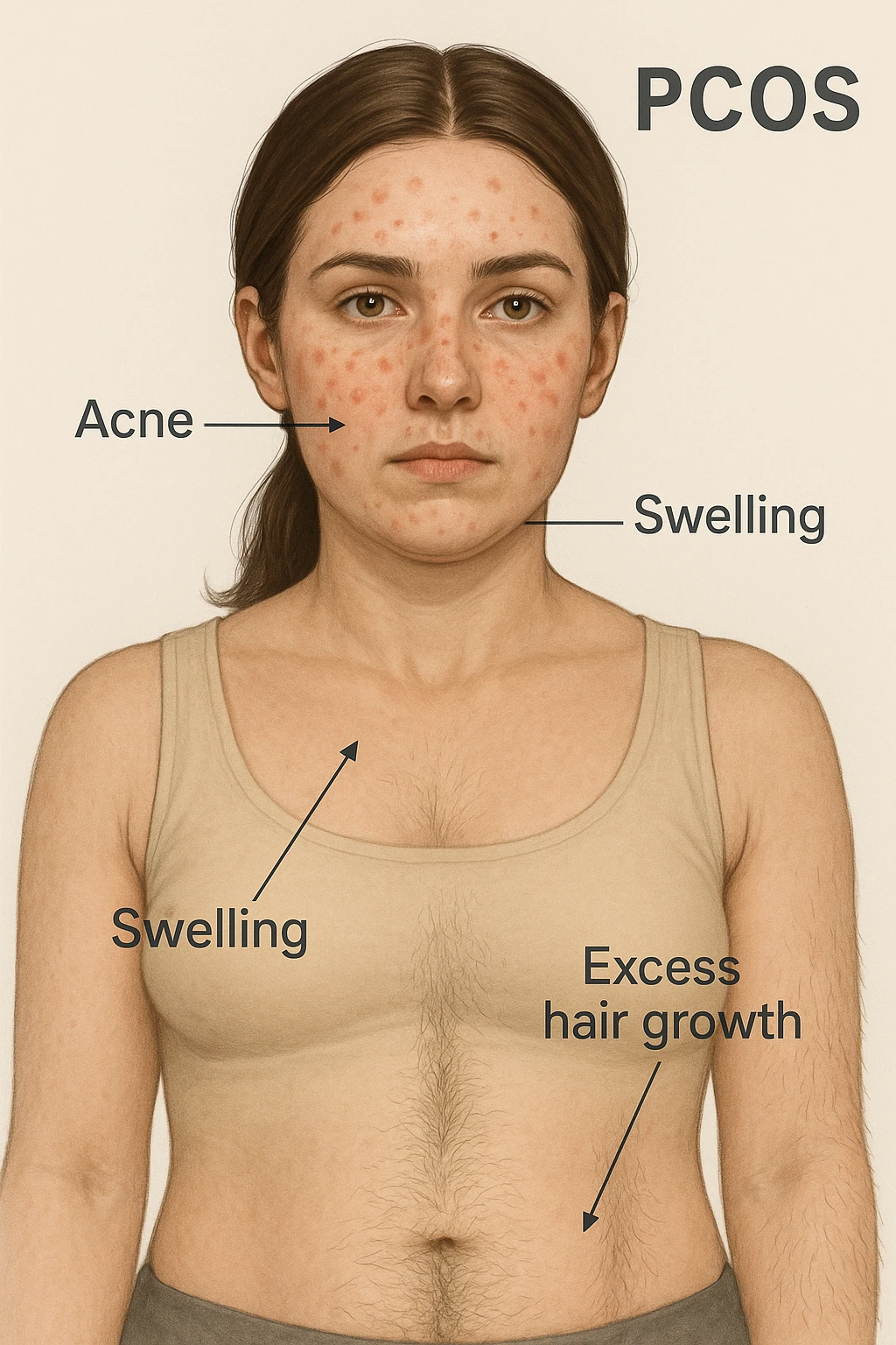 Acne gonfiore e peli per pcos donna emoji