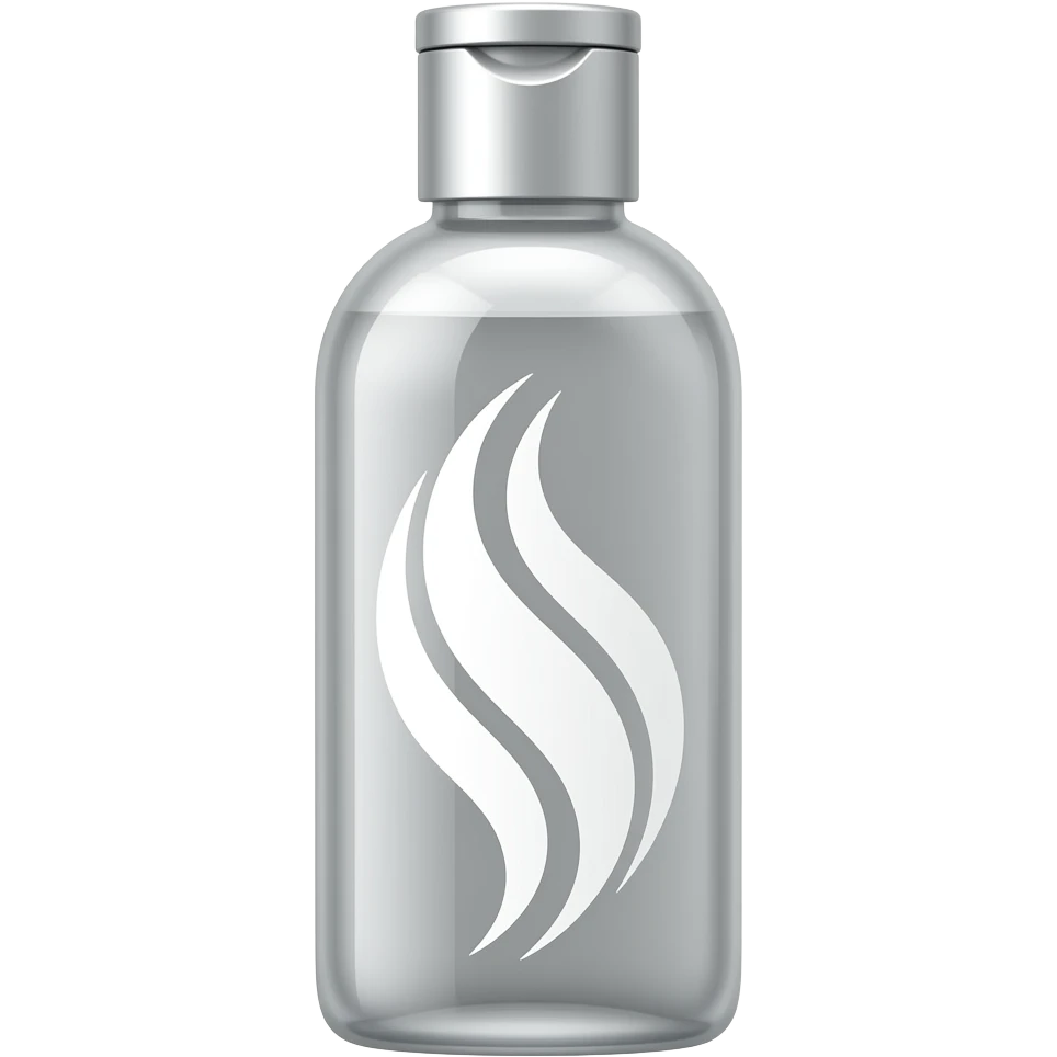 Shampoo with a logo featuring smooth hair emoji