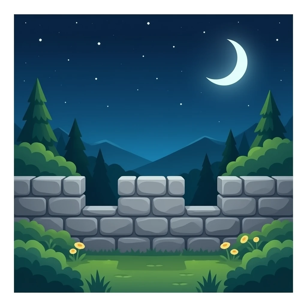 una pared de piedra de noche y que solo este la pared. que se eva en toda la imagen pero que es vea un poco el final de arriba emoji