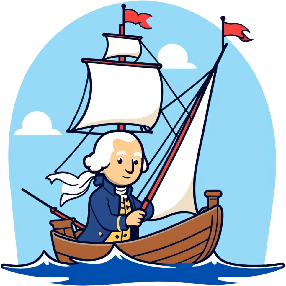 George Washington sailing the Delaware while hitting a vape  emoji