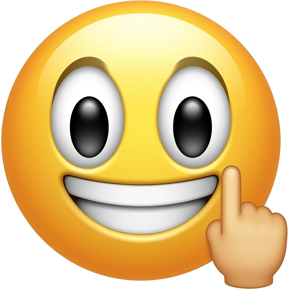 Smiley face laughing while showing middle finger emoji