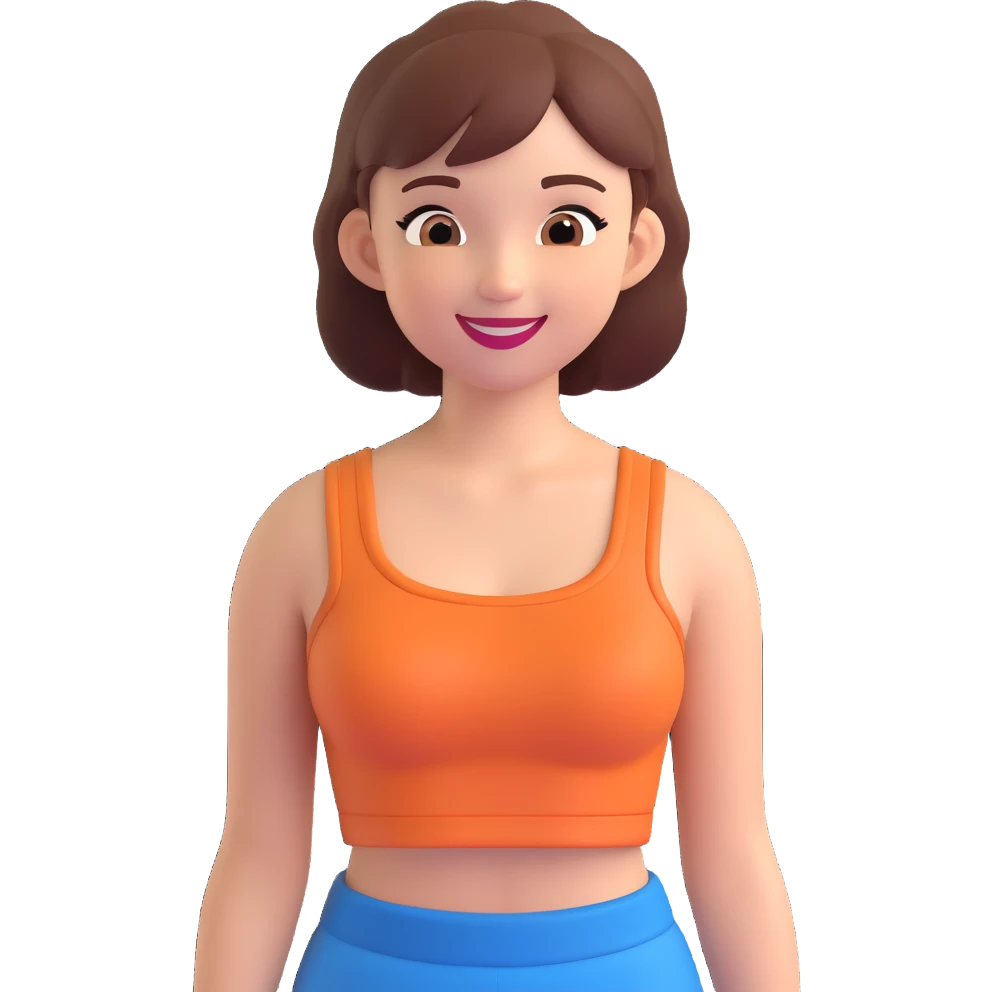 girl in a crop top, smiling, simple background emoji