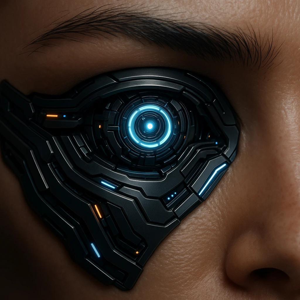 cybernetic eye, high-tech, sleek design emoji