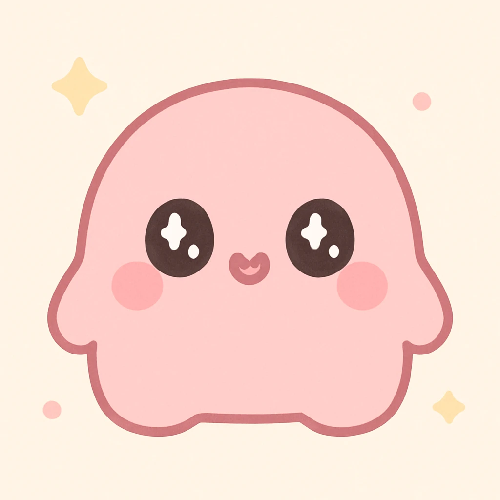 kawaii style, adorable and pretty, pink, wide eyes, heart-shaped lips emoji