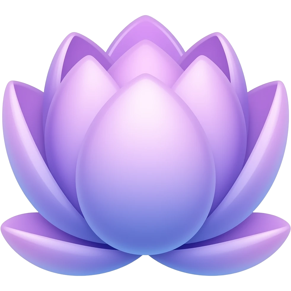 Purple pinkish-blue translucent lotus flower emoji