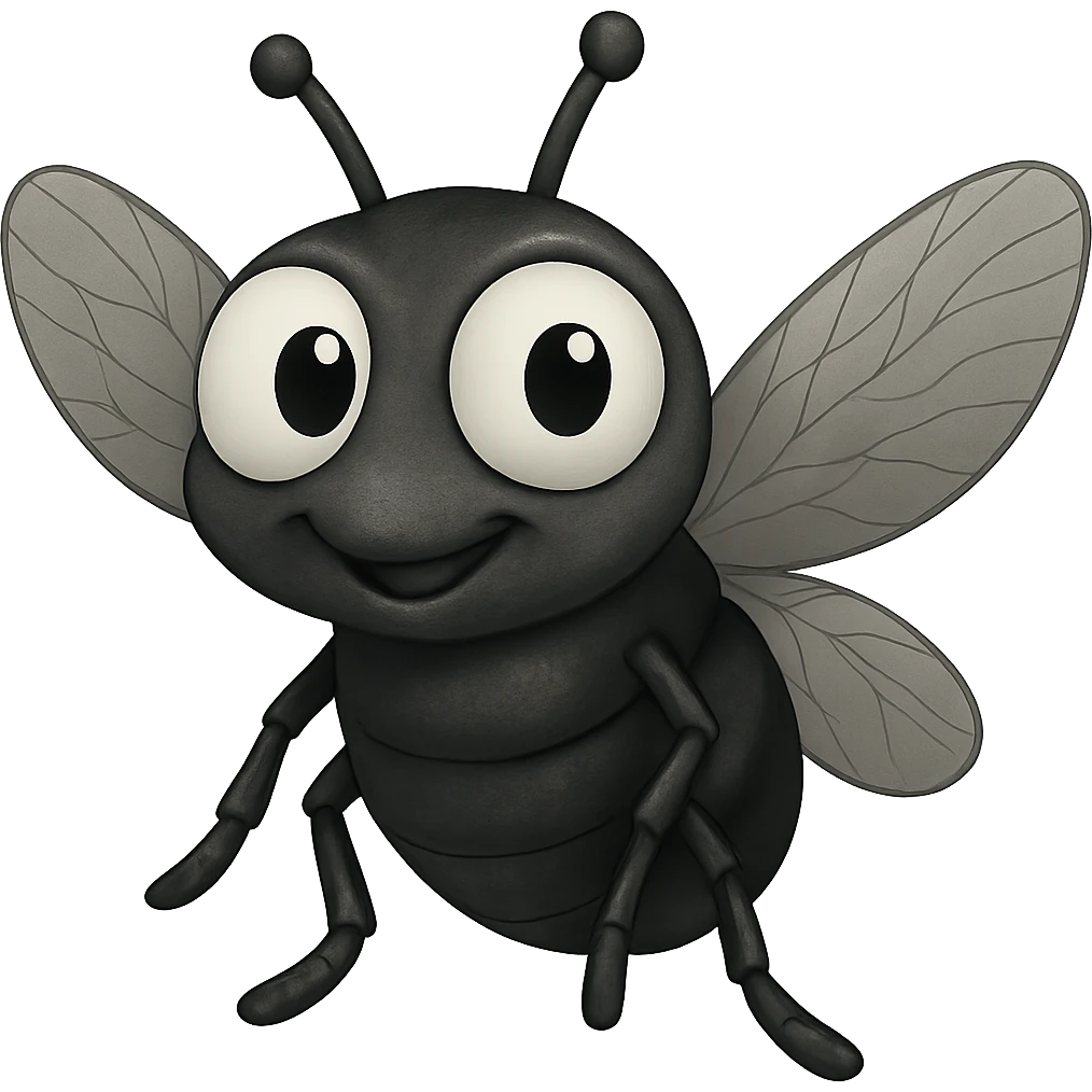 can you change its colors to look more like a real fly. leave the eyeballs white. trasparent background emoji