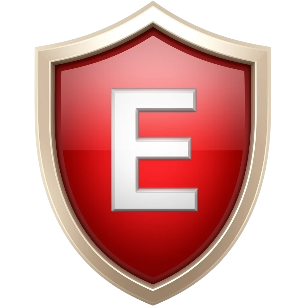 Red Shield icon letter "E" emoji