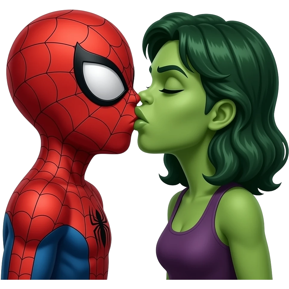 Spider man and hulk woman   kiss kiss creepy emoji