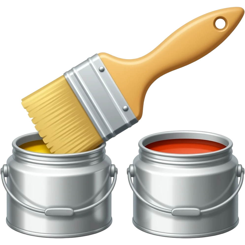 potecitos abiertos de pintura con pincel escolar emoji