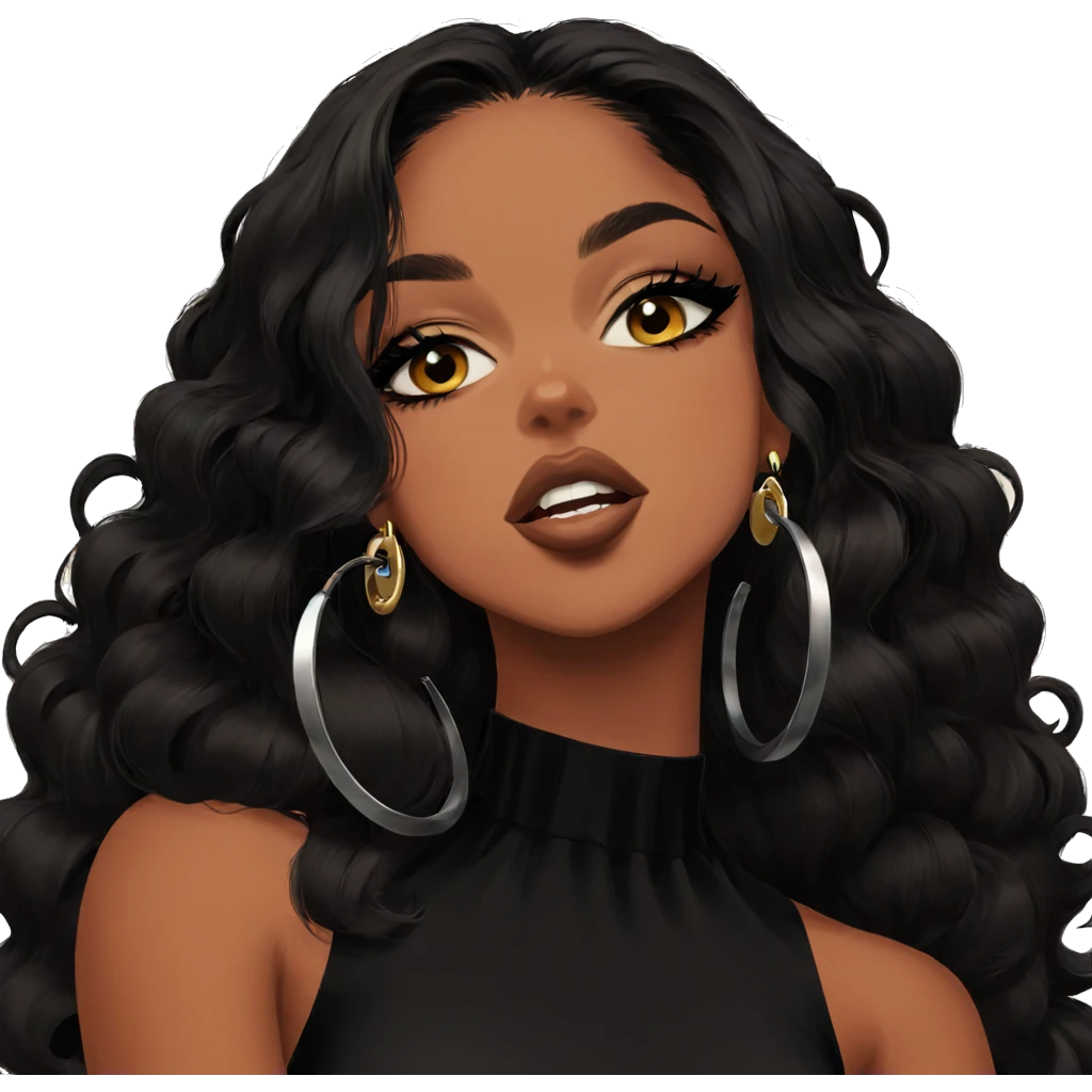dark beauty portrait with earrings emoji