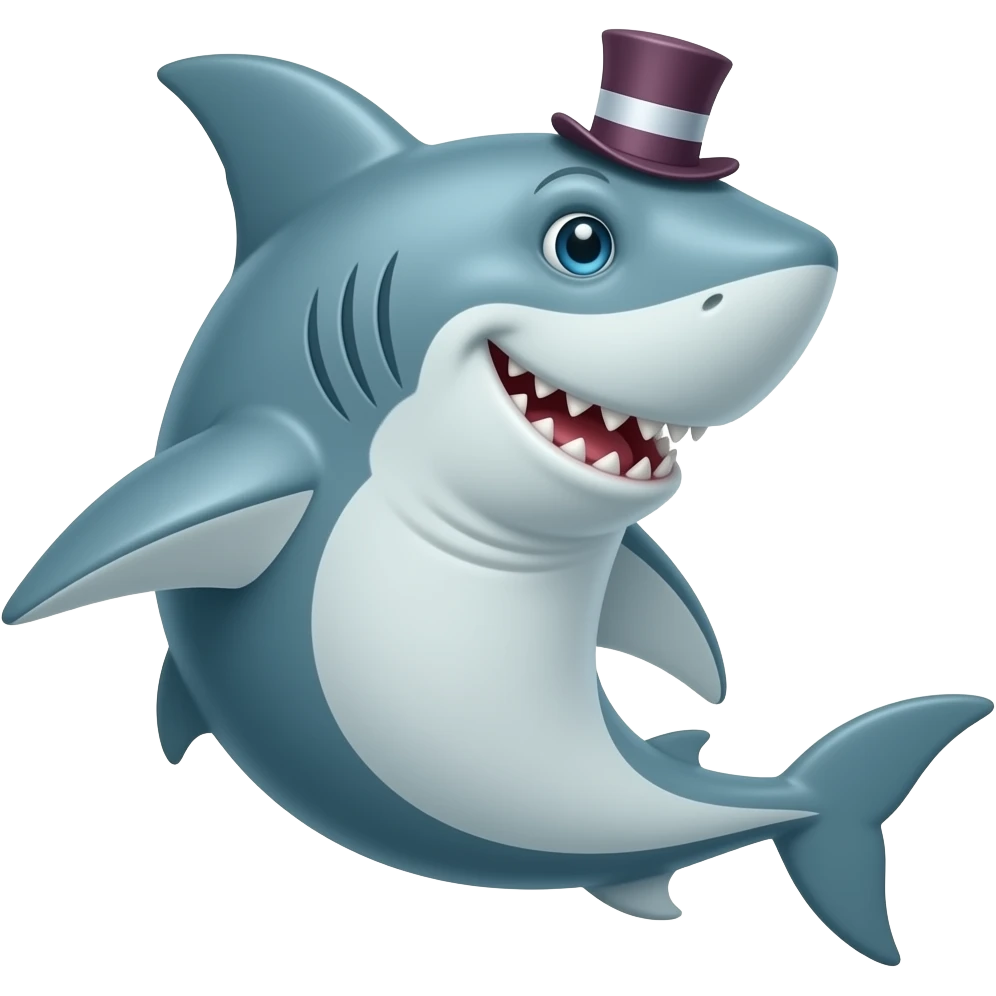 Shark with a top hat emoji