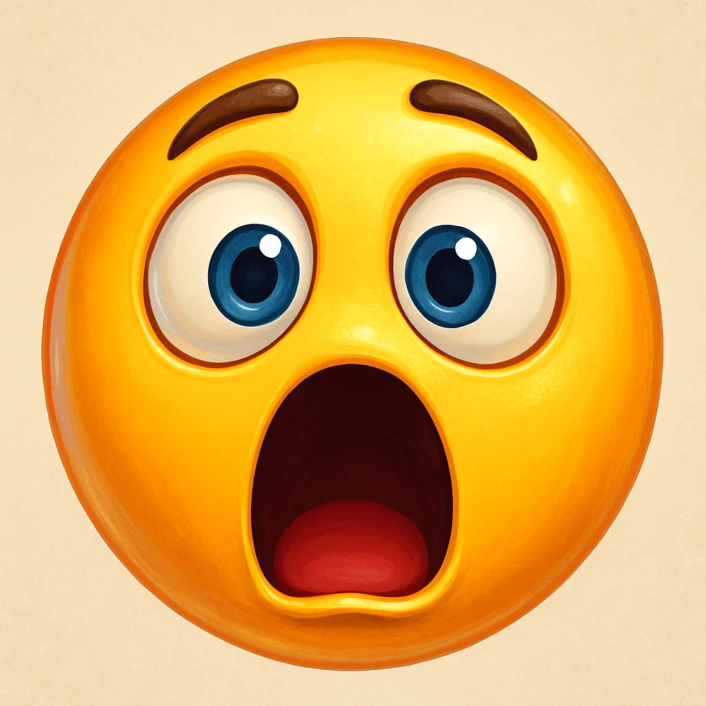 shocked emoji face, expressive, detailed, digital art emoji