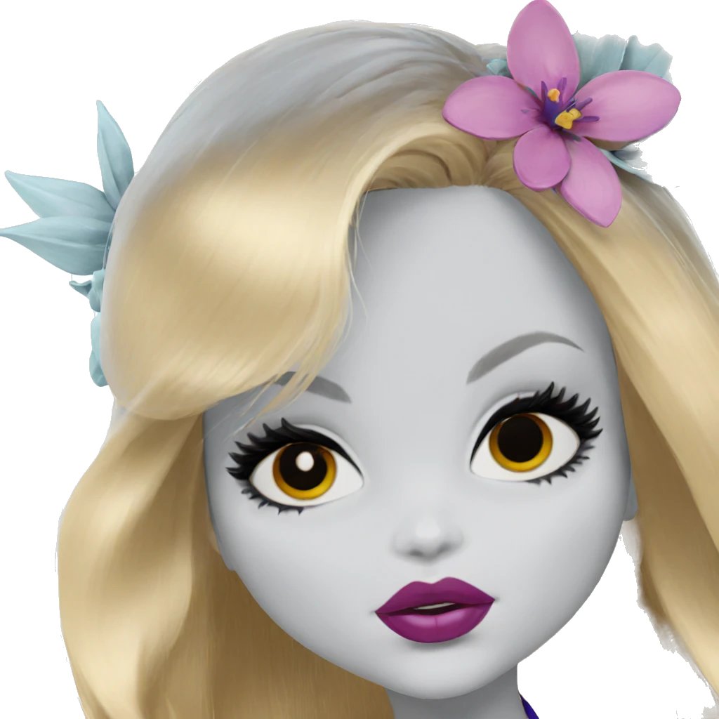 blonde girl with flower hair emoji