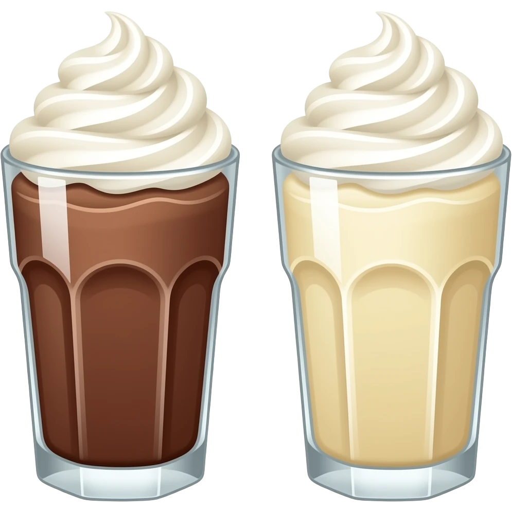 Two milkshakes one chocolate and one vanilla emoji