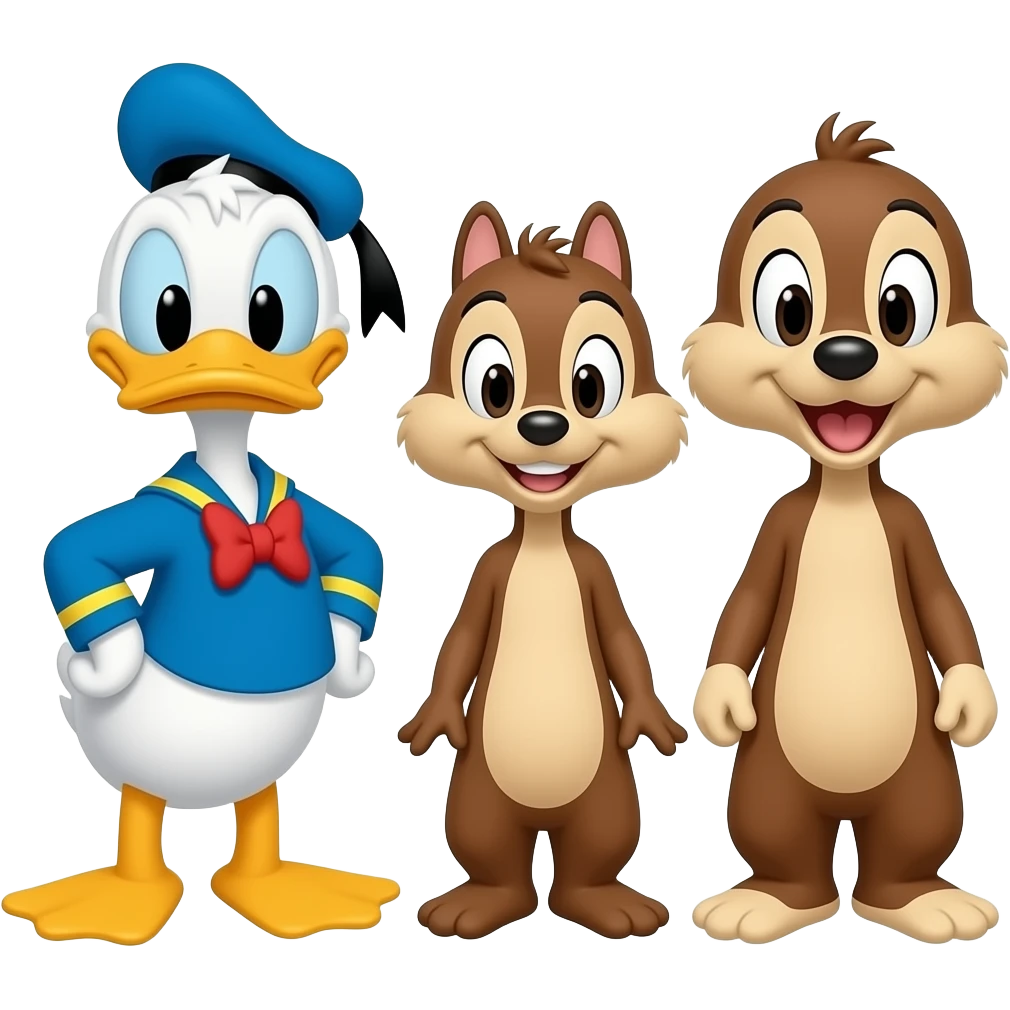 Donald Duck Full Body, Chip Full Body, and Dale Full Body emoji