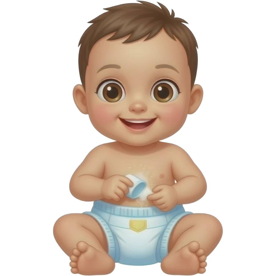 Baby having diaper change with baby powder emoji