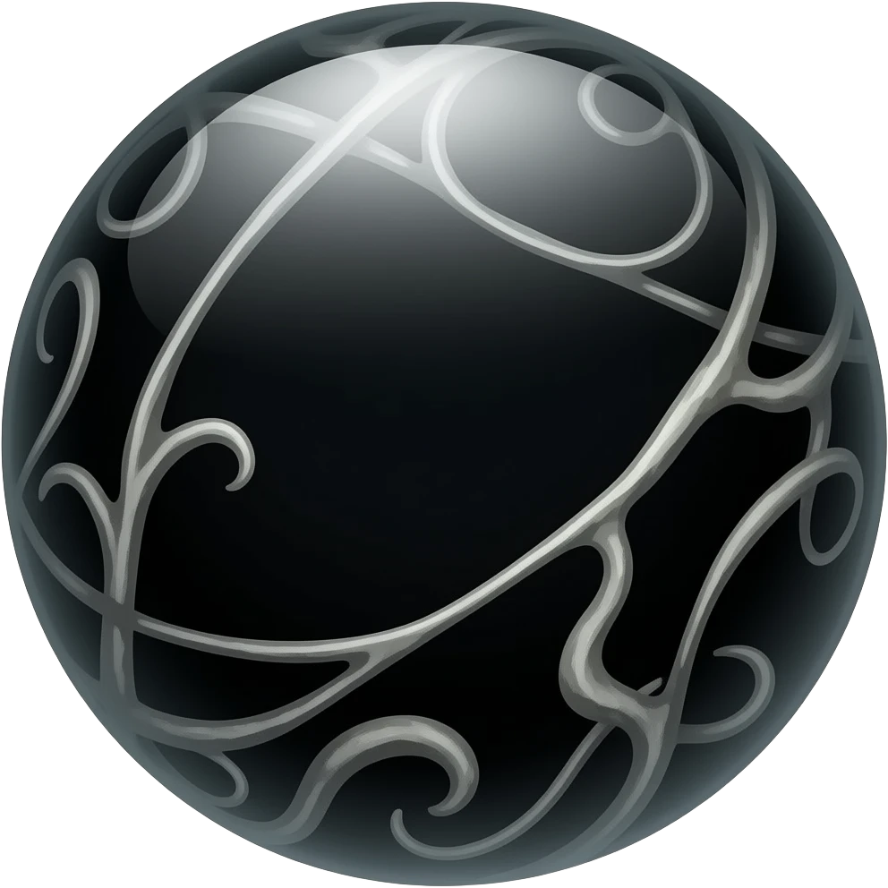 magic ebony orb with few weathered mystical swirls deep towards center inside - circular icon copy/paste emoji