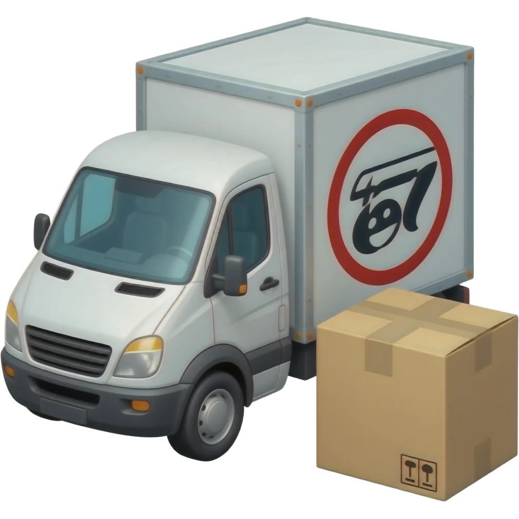 Delivery Cargo car with a box beside it. no name on the cargo emoji