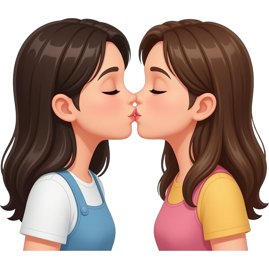 Two girls kissing emoji
