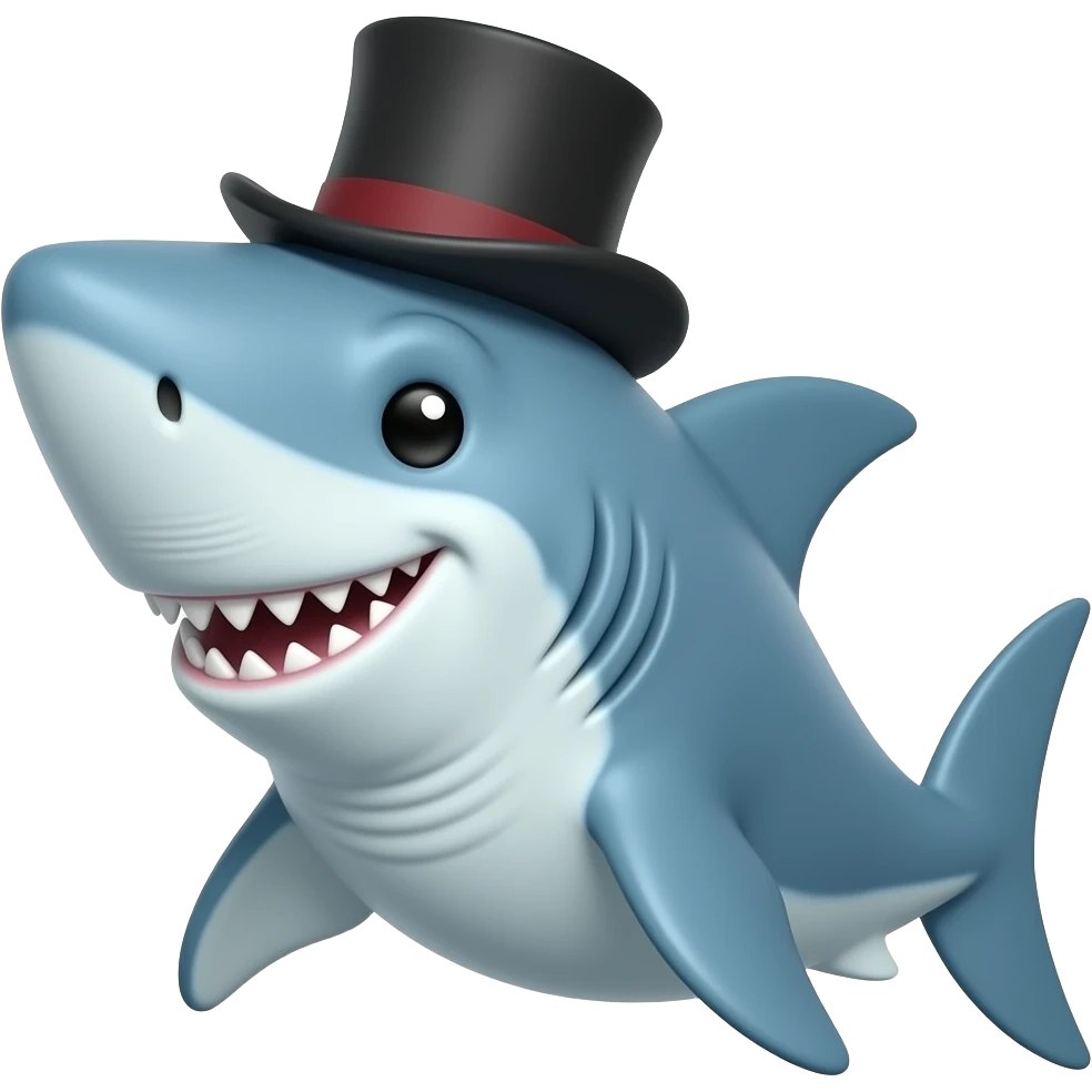 Shark with a top hat emoji