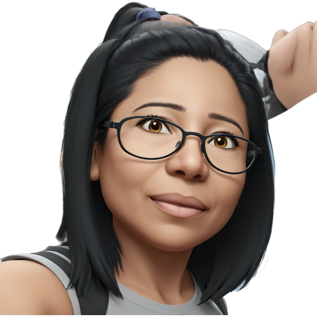 girl with black hair wearing glasses emoji