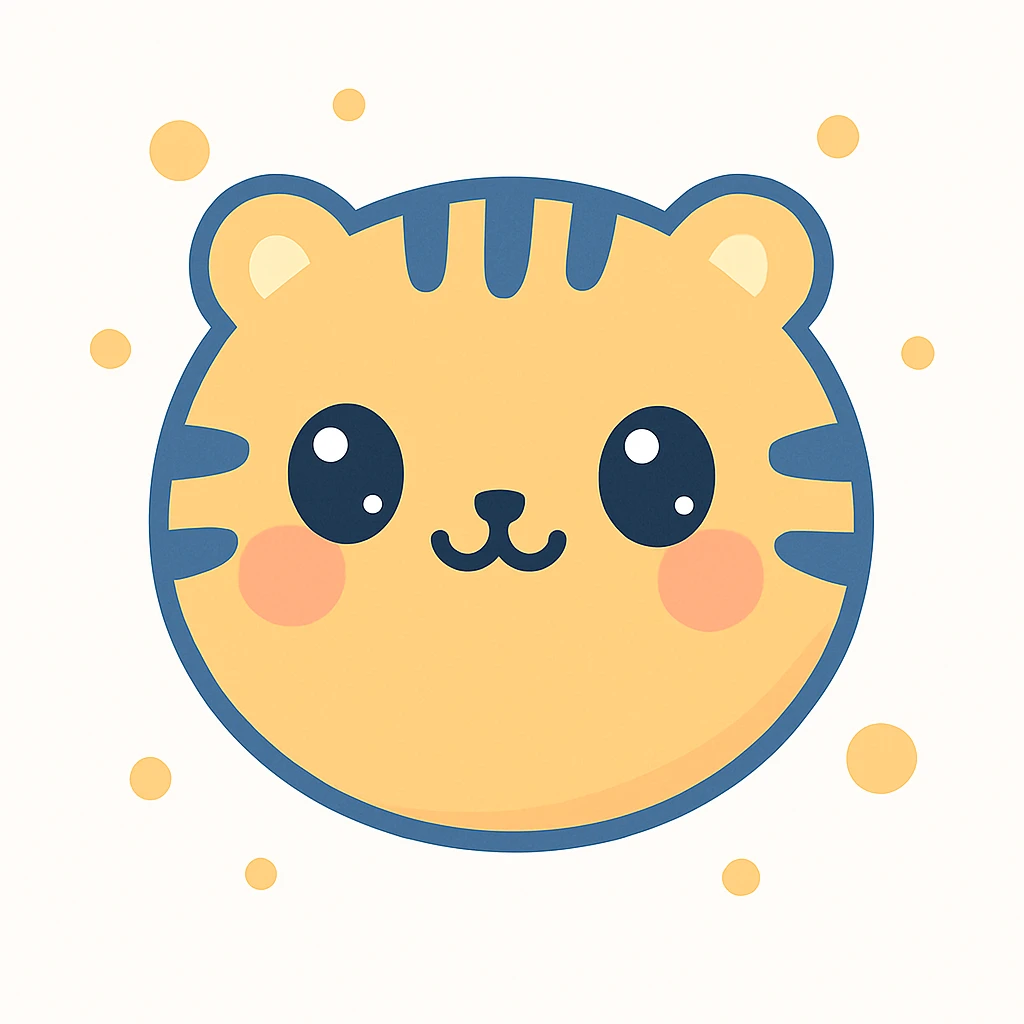 Change the stripes to blue instead of black, keep the cute kawaii style with soft colors and adorable features. emoji