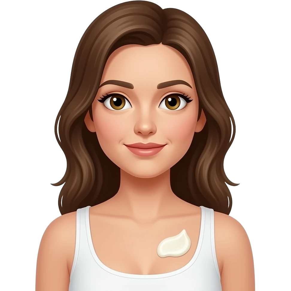 Yogurt spread on female chest emoji
