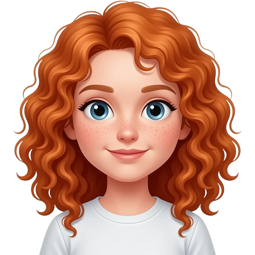 Fille rousse bouclés tâches de rousseur Cricket emoji