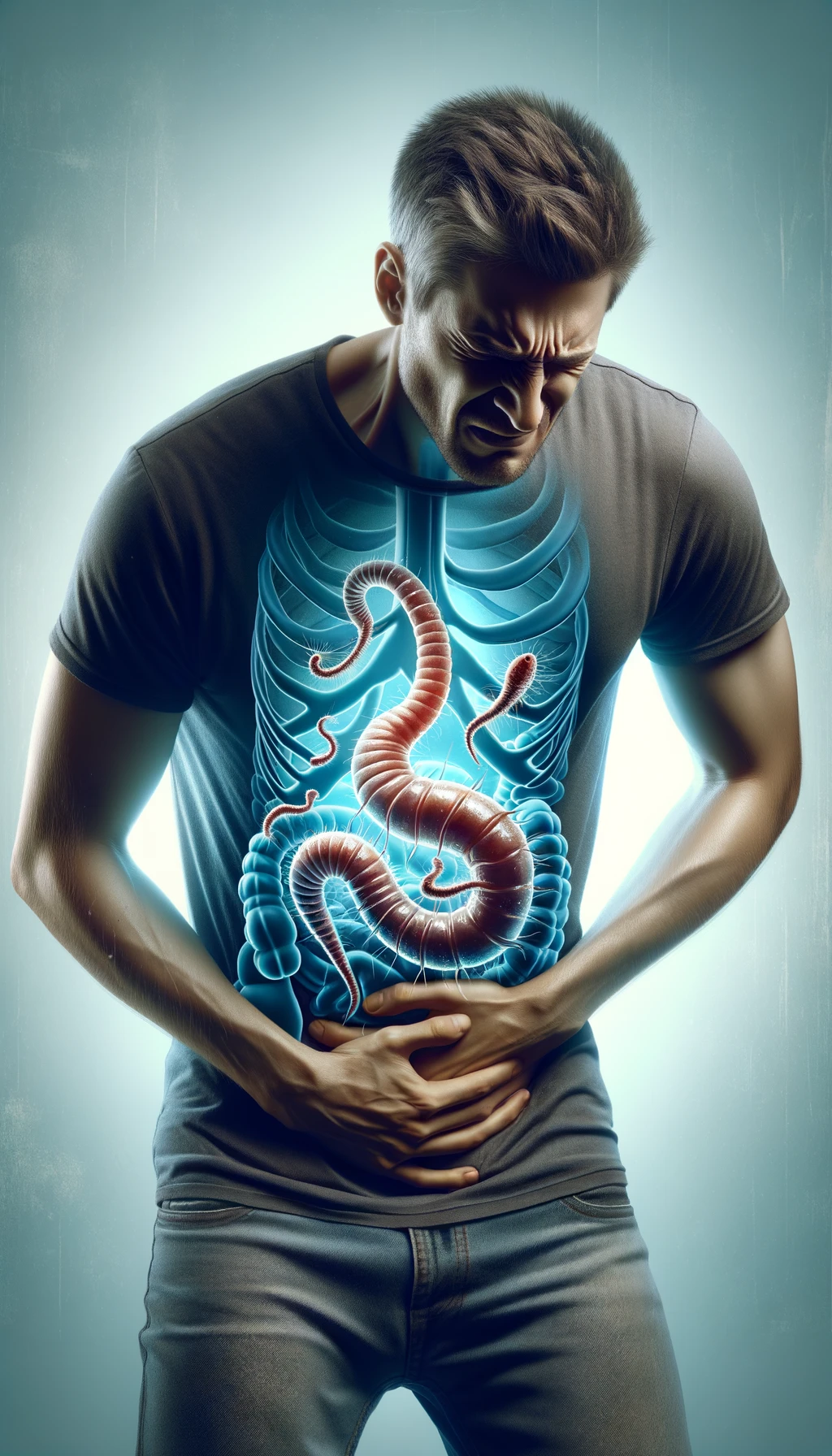 Uomo con parassiti intestinali  emoji